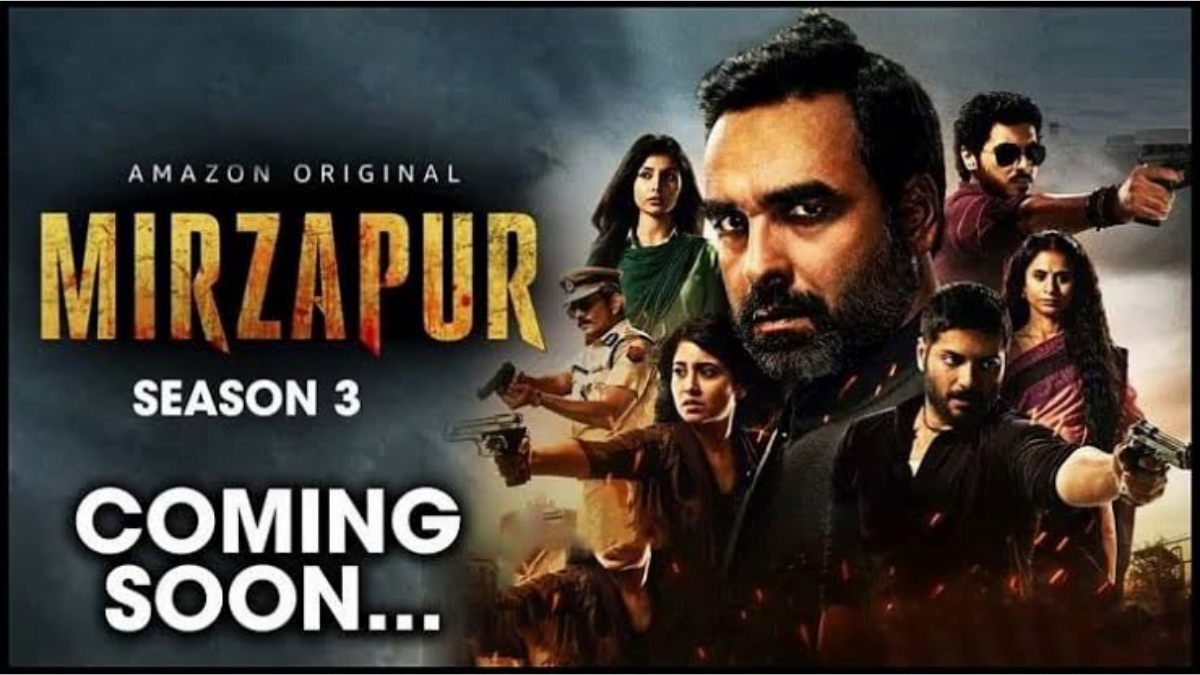 "A promotional poster for Mirzapur Season 3, featuring text summarizing the article's content and emphasizing the anticipation for the series release."